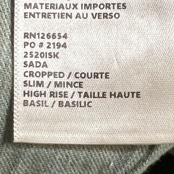 L'Agence Sada Jeans Womens 30 Green Basil Cropped High Rise Slim Raw Hem Pants - Picture 6 of 11